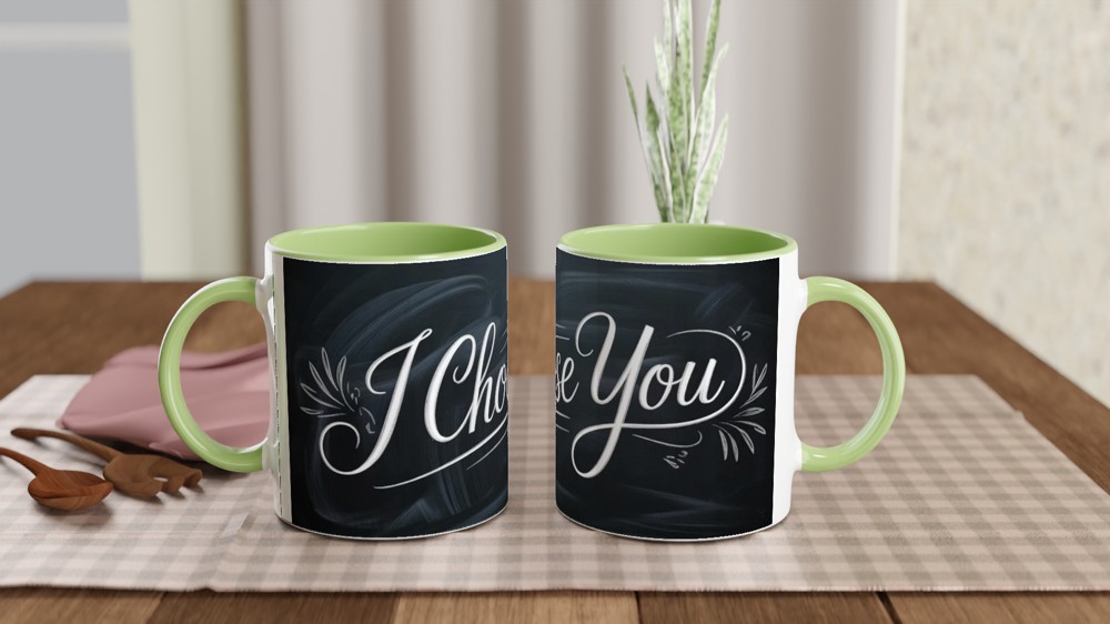 I Choose You Chalkboard Calligraphy Romantic Mug — view 5