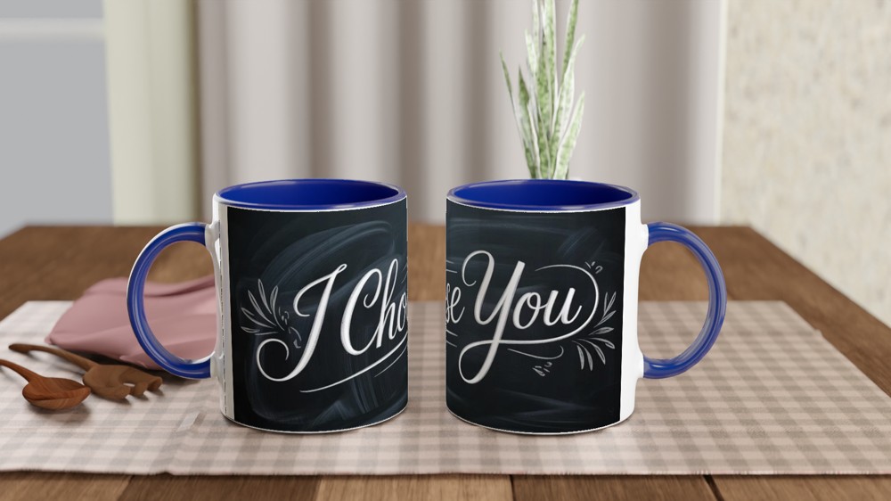 I Choose You Chalkboard Calligraphy Romantic Mug — view 4
