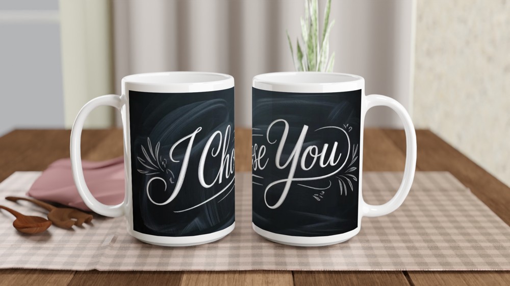 I Choose You Chalkboard Calligraphy Romantic Mug — view 2