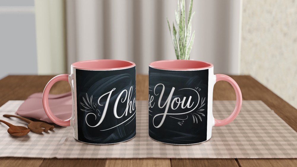 I Choose You Chalkboard Calligraphy Romantic Mug — view 6