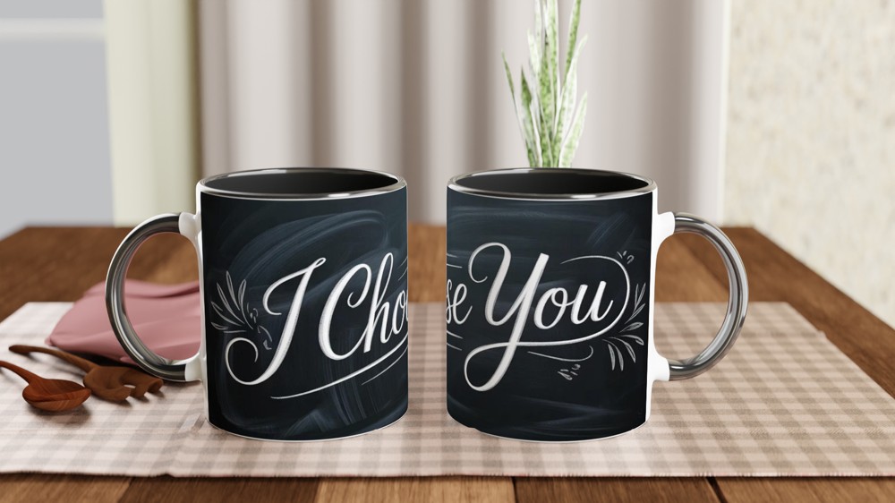 I Choose You Chalkboard Calligraphy Romantic Mug — view 9