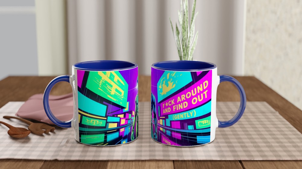 F*ck Around And Find Out (Gently) - Cyberpunk Neon Mug — view 4