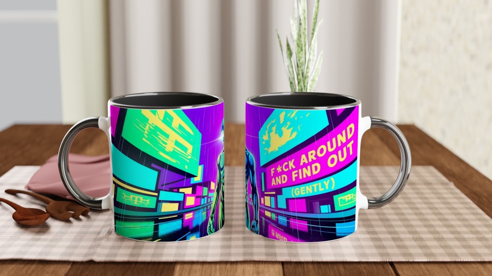 F*ck Around And Find Out (Gently) - Cyberpunk Neon Mug — view 9