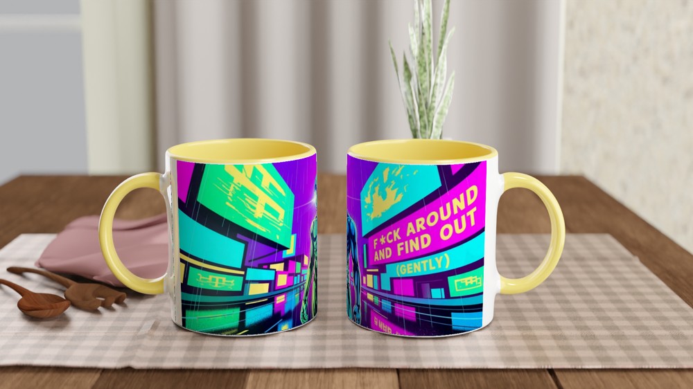 F*ck Around And Find Out (Gently) - Cyberpunk Neon Mug — view 8