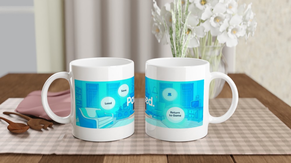 Video Game Pause Menu Cozy Living Room Mug