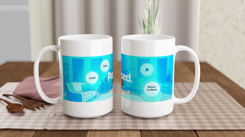 Video Game Pause Menu Cozy Living Room Mug — view 2