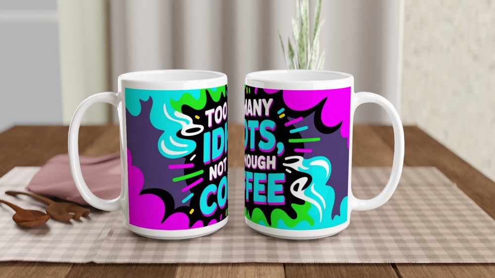 Funny Coffee Mug | Too Many Idiots Not Enough Coffee | Rude Office Gift | Colleague Leaving Present — view 2