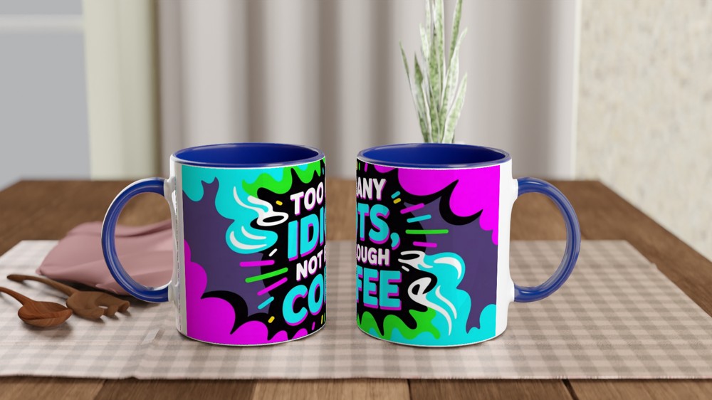 Funny Coffee Mug | Too Many Idiots Not Enough Coffee | Rude Office Gift | Colleague Leaving Present — view 4
