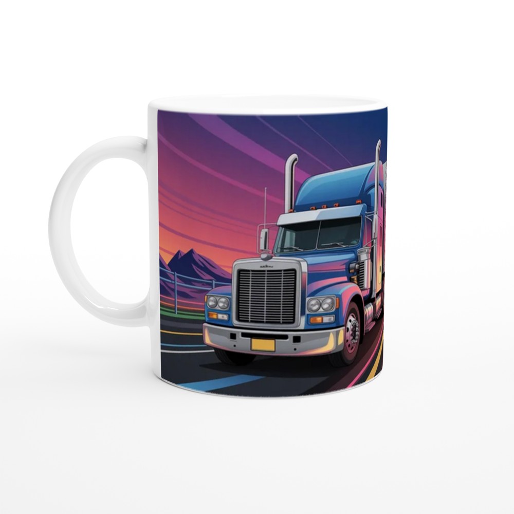 Sexy Mother Trucker Mug | Funny Mum Gift | Rude Birthday Present for Her | Neon Highway Trucker Scene Coffee Cup — view 10