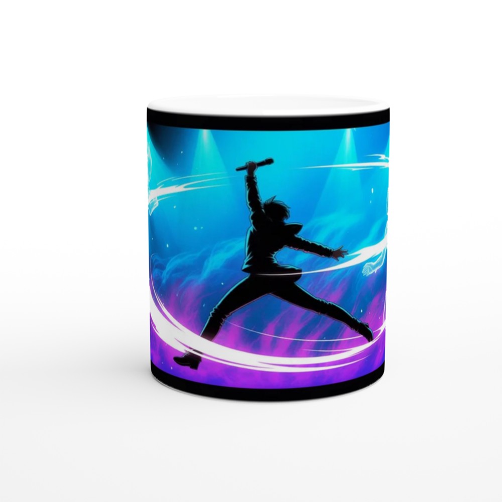 Rock Singer Silhouette with Neon Energy Swirls — view 11