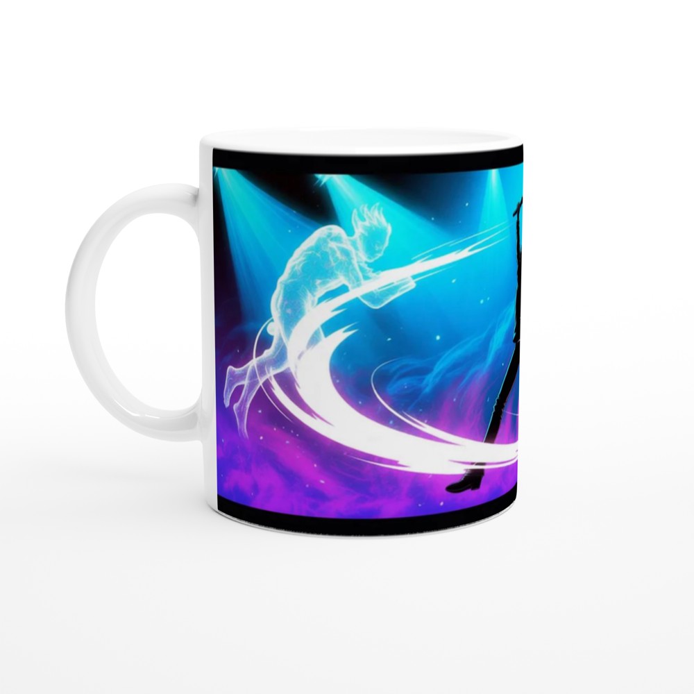 Rock Singer Silhouette with Neon Energy Swirls — view 10