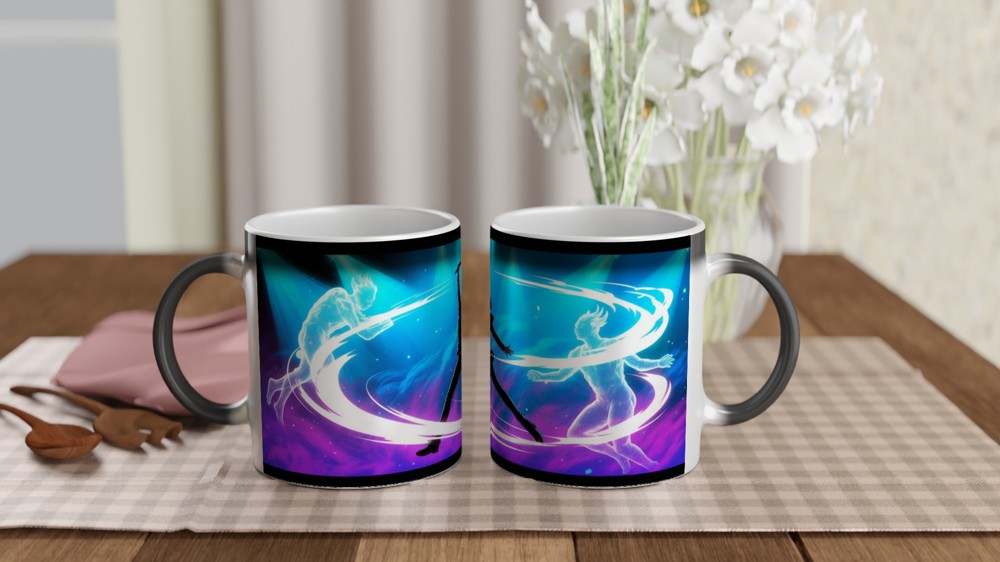 Rock Singer Silhouette with Neon Energy Swirls — view 3