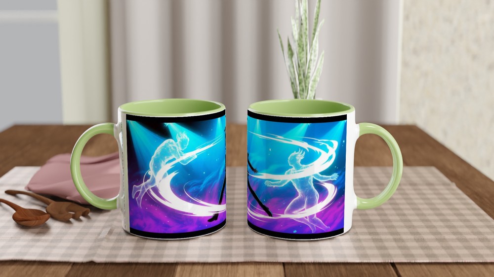 Rock Singer Silhouette with Neon Energy Swirls — view 5