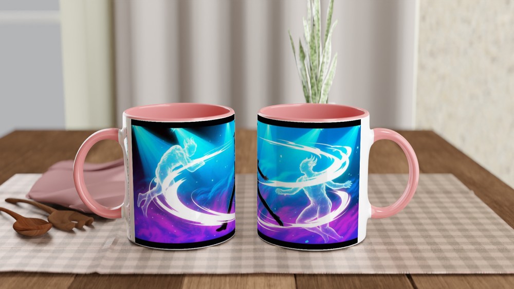 Rock Singer Silhouette with Neon Energy Swirls — view 6