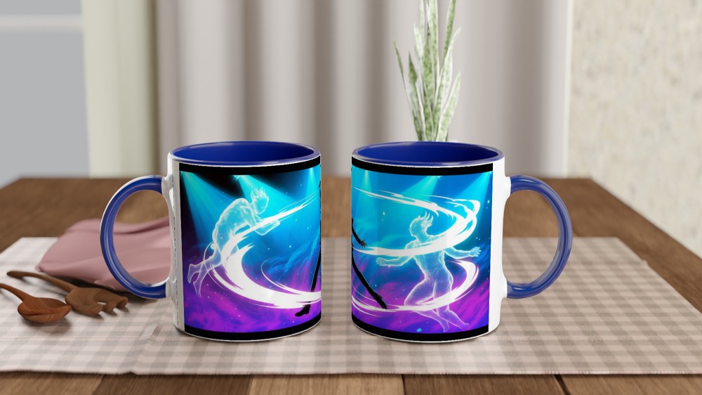 Rock Singer Silhouette with Neon Energy Swirls — view 4