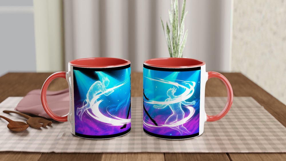 Rock Singer Silhouette with Neon Energy Swirls — view 7