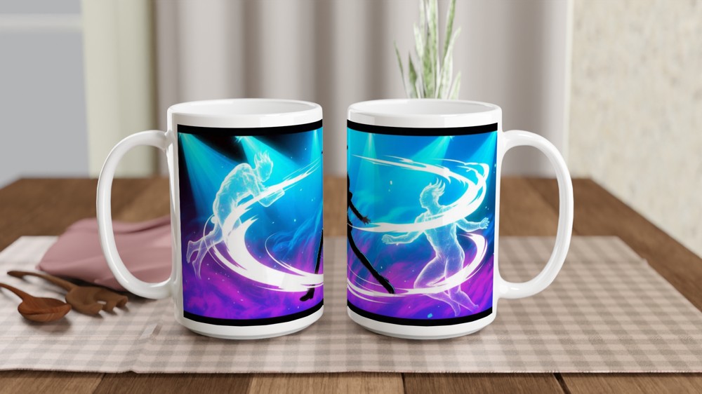 Rock Singer Silhouette with Neon Energy Swirls — view 2