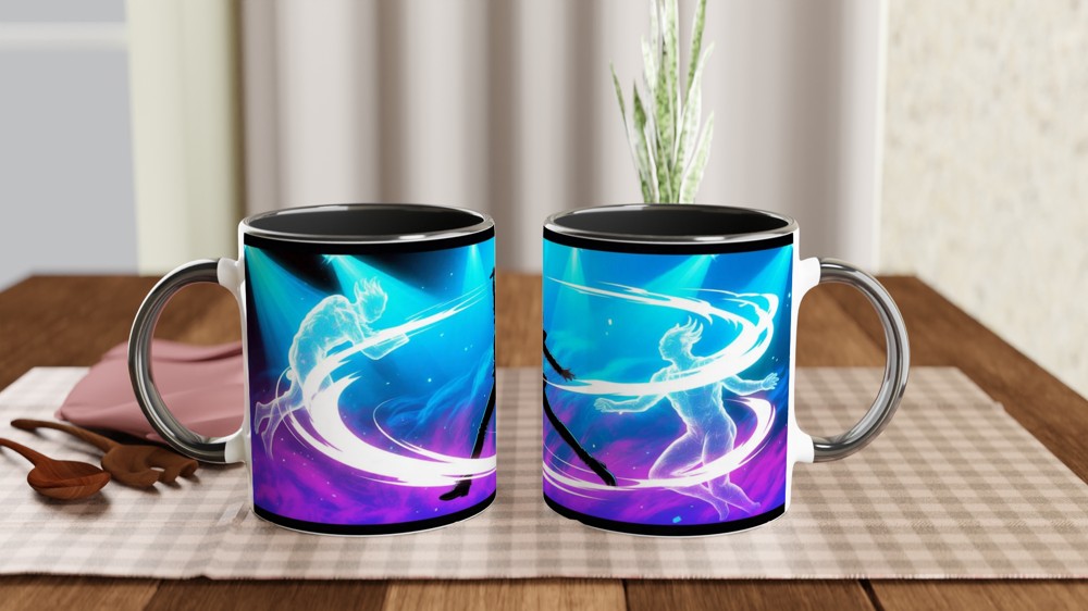 Rock Singer Silhouette with Neon Energy Swirls — view 9