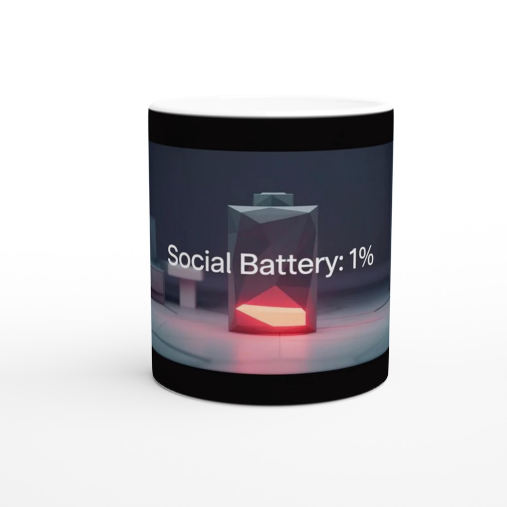 Social Battery Mug | Funny Introvert Gift | Sassy Quote Present for Best Friend | Low Battery Coffee Cup — view 11