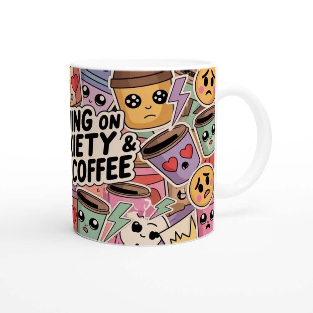 Running On Anxiety & Iced Coffee Kawaii Sticker Style Mug — view 12