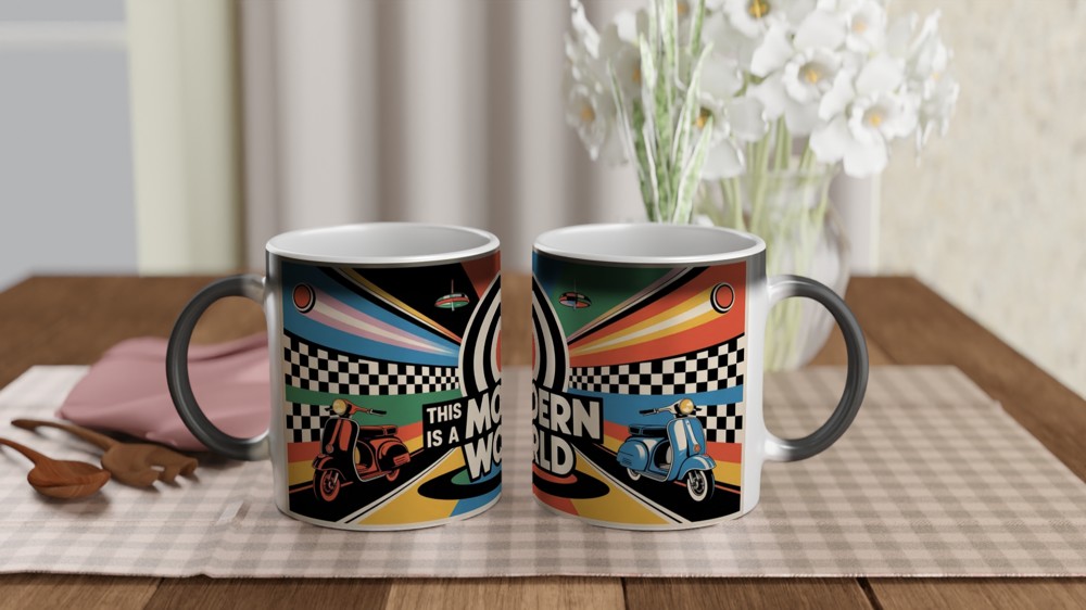 Mod Culture Mug | This is a MODern World Quote | Retro 1960s Scooter Gift | Father's Day Present for Dad — view 3
