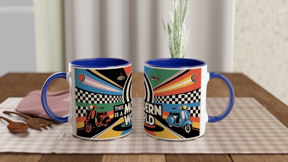 Mod Culture Mug | This is a MODern World Quote | Retro 1960s Scooter Gift | Father's Day Present for Dad — view 4