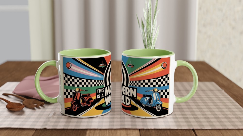 Mod Culture Mug | This is a MODern World Quote | Retro 1960s Scooter Gift | Father's Day Present for Dad — view 5