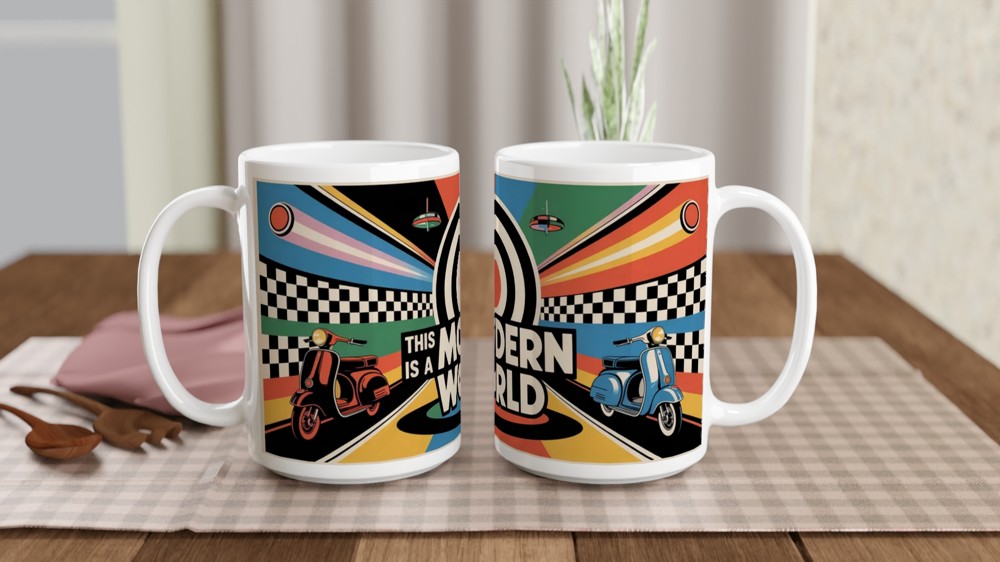 Mod Culture Mug | This is a MODern World Quote | Retro 1960s Scooter Gift | Father's Day Present for Dad — view 2