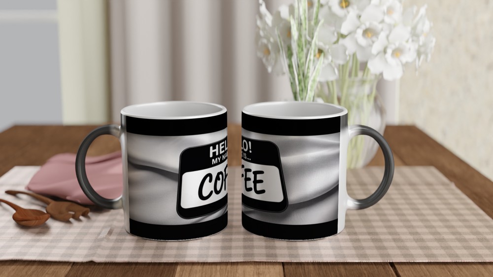 Hello My Name Is Coffee - Funny Name Tag Mug — view 3