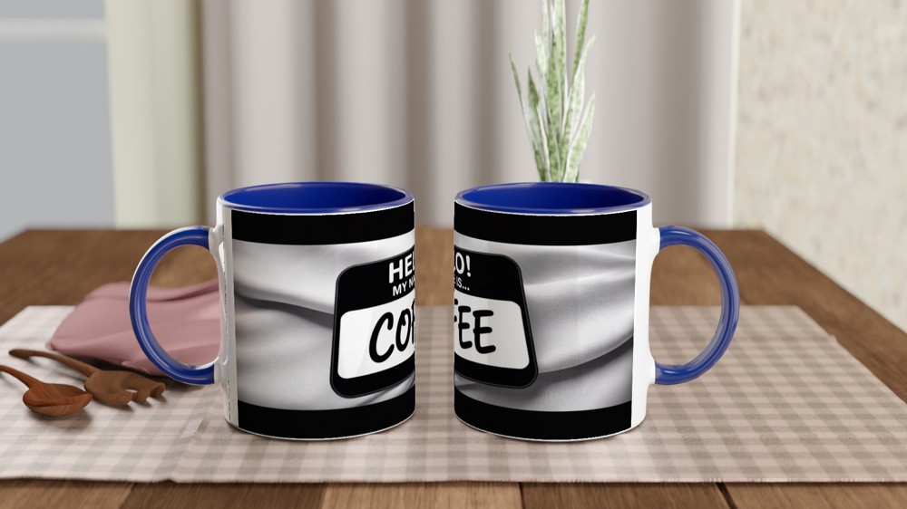 Hello My Name Is Coffee - Funny Name Tag Mug — view 4