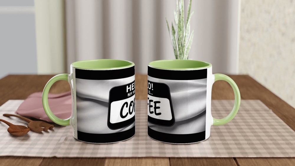 Hello My Name Is Coffee - Funny Name Tag Mug — view 5