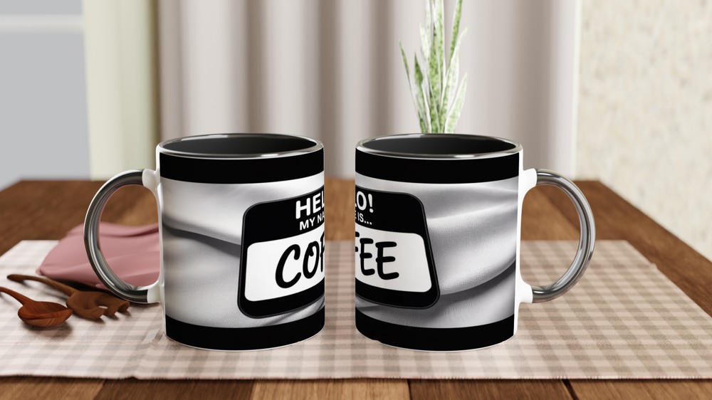 Hello My Name Is Coffee - Funny Name Tag Mug — view 9