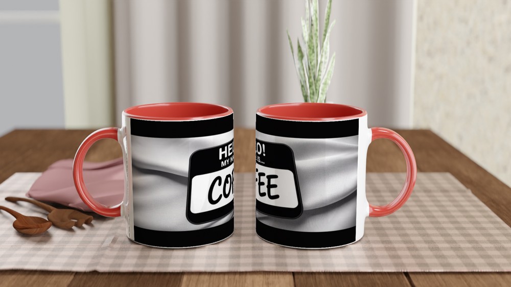 Hello My Name Is Coffee - Funny Name Tag Mug — view 7