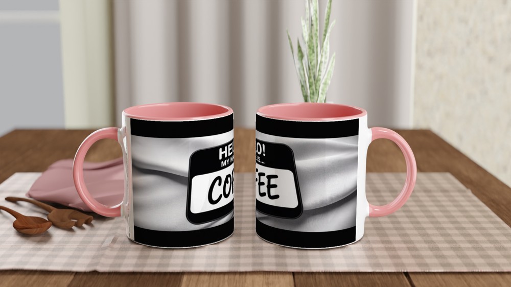 Hello My Name Is Coffee - Funny Name Tag Mug — view 6