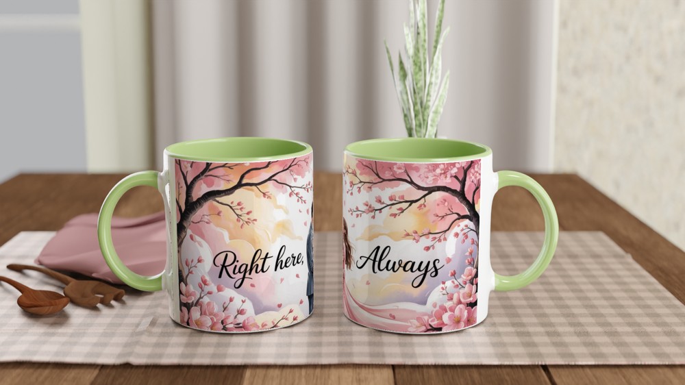 Right Here Always Romantic Couple Cherry Blossom Mug — view 5