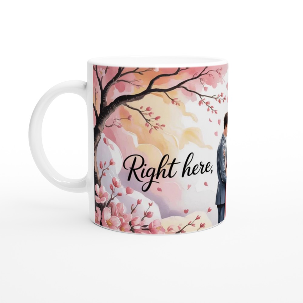 Right Here Always Romantic Couple Cherry Blossom Mug — view 10