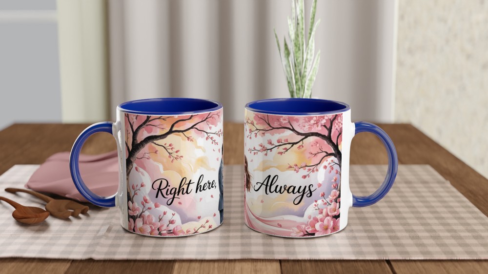 Right Here Always Romantic Couple Cherry Blossom Mug — view 4