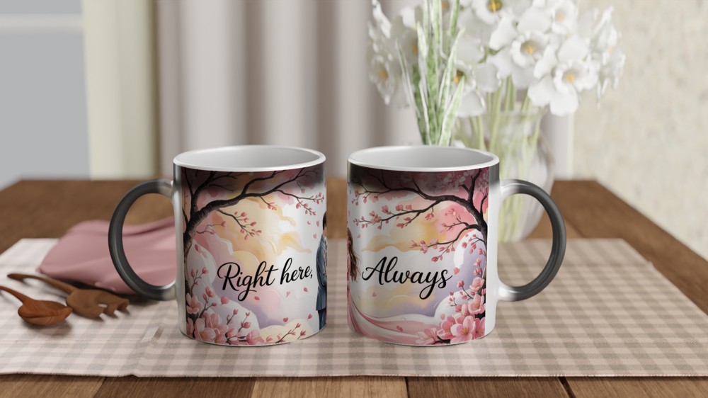 Right Here Always Romantic Couple Cherry Blossom Mug — view 3