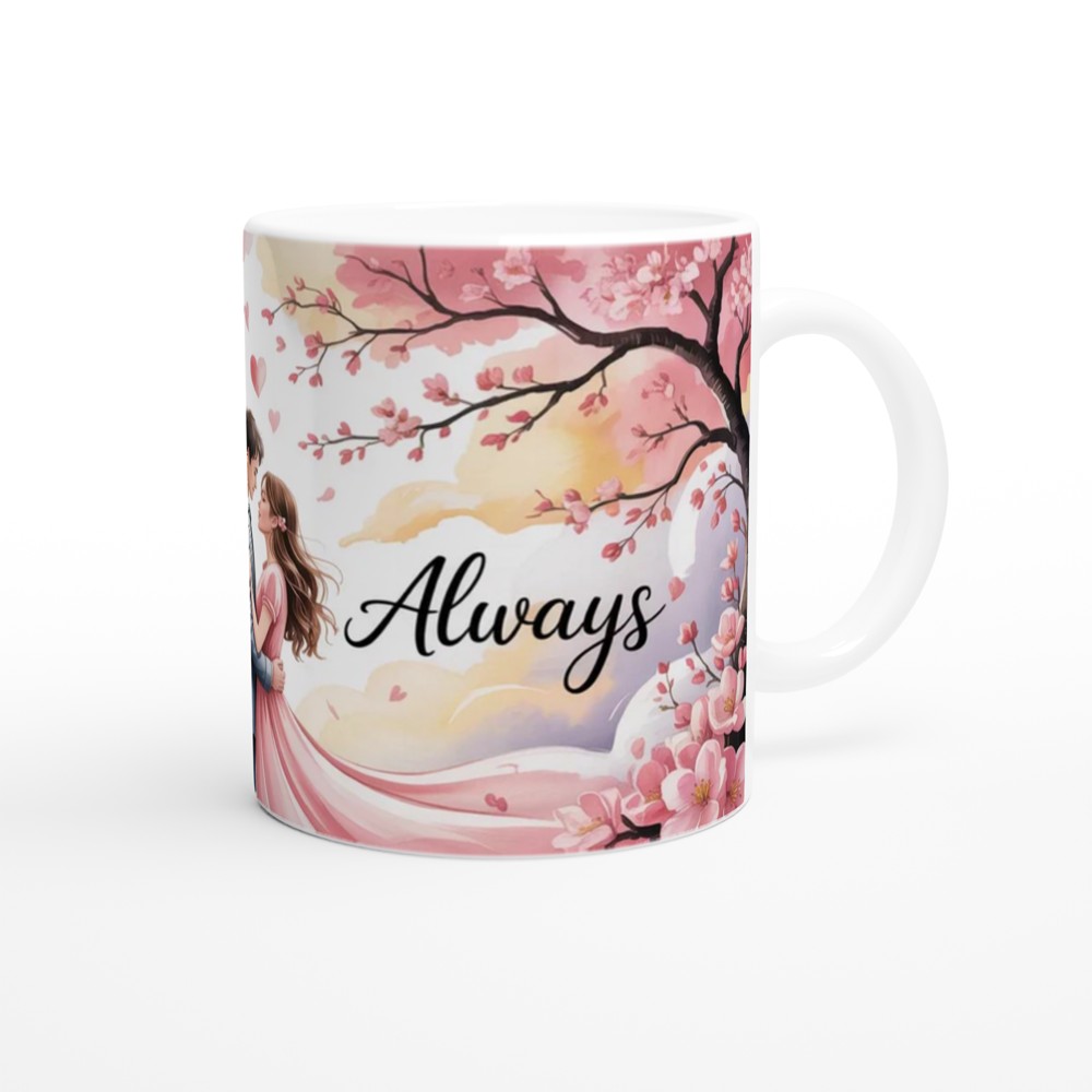 Right Here Always Romantic Couple Cherry Blossom Mug — view 12