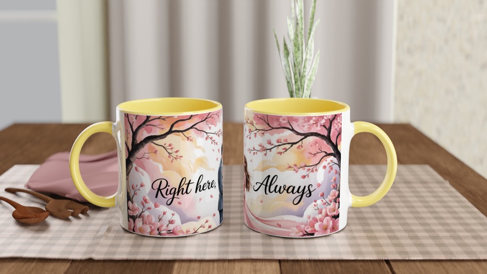 Right Here Always Romantic Couple Cherry Blossom Mug — view 8