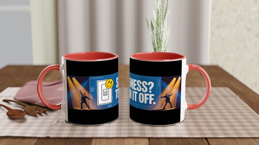 Sadness? Turn It Off - Funny Motivational Mug — view 7