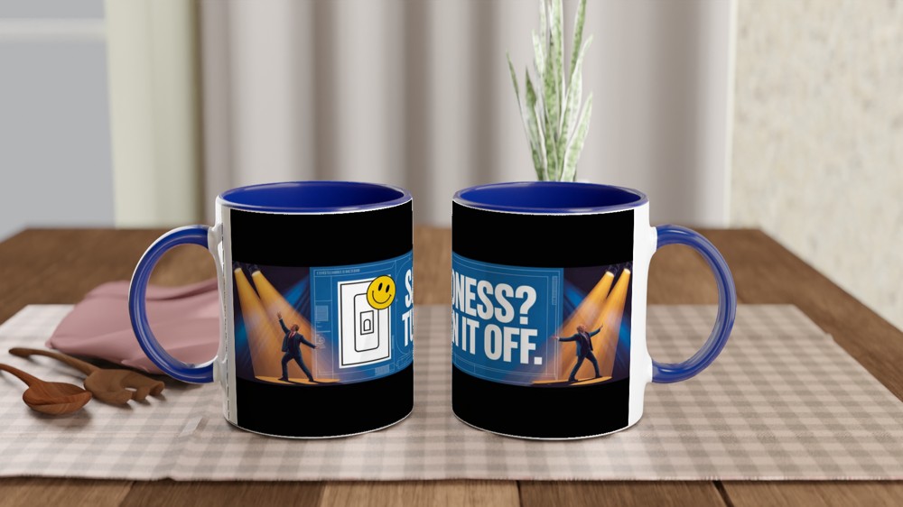 Sadness? Turn It Off - Funny Motivational Mug — view 4