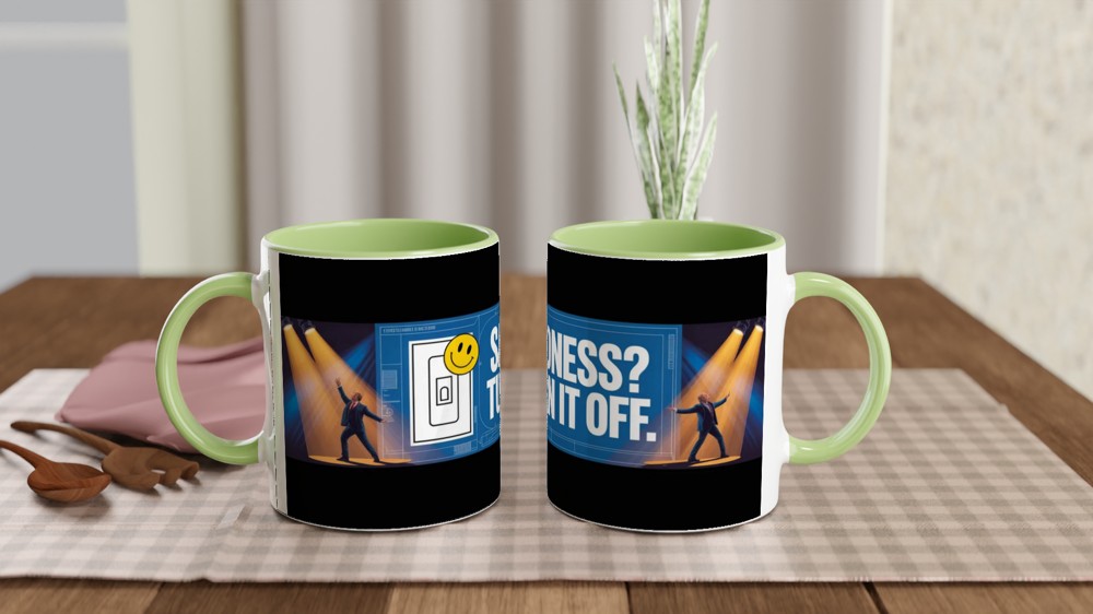 Sadness? Turn It Off - Funny Motivational Mug — view 5