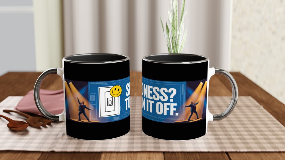 Sadness? Turn It Off - Funny Motivational Mug — view 9