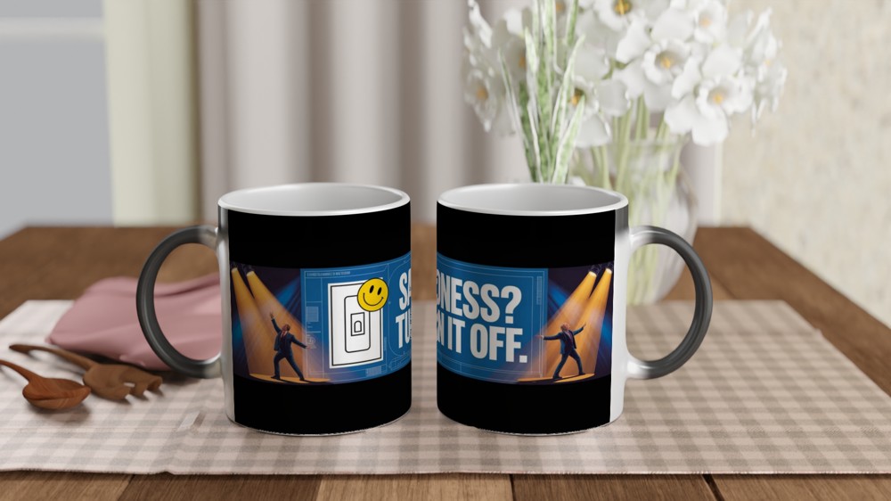 Sadness? Turn It Off - Funny Motivational Mug — view 3