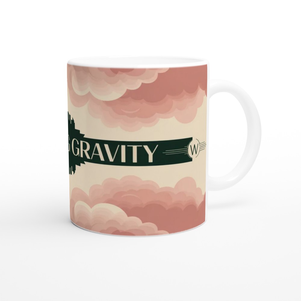 Defying Gravity Art Deco Skyline and Clouds Mug — view 12