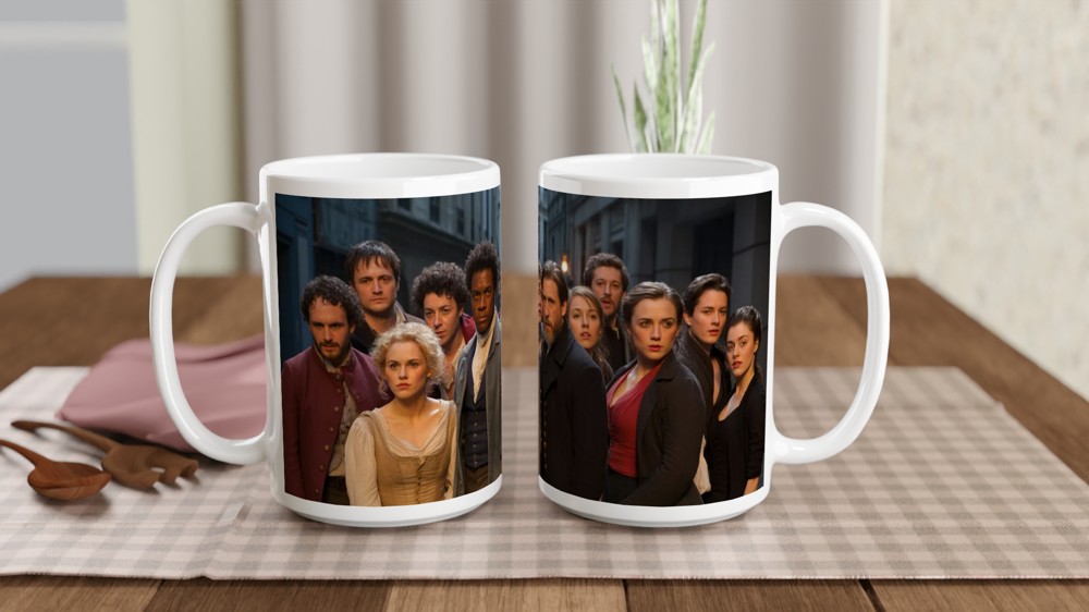 Les Miserables Mug with Stars Illustration | Musical Theatre Gift for Best Friend | West End Stage Inspired Ceramic Cup — view 2