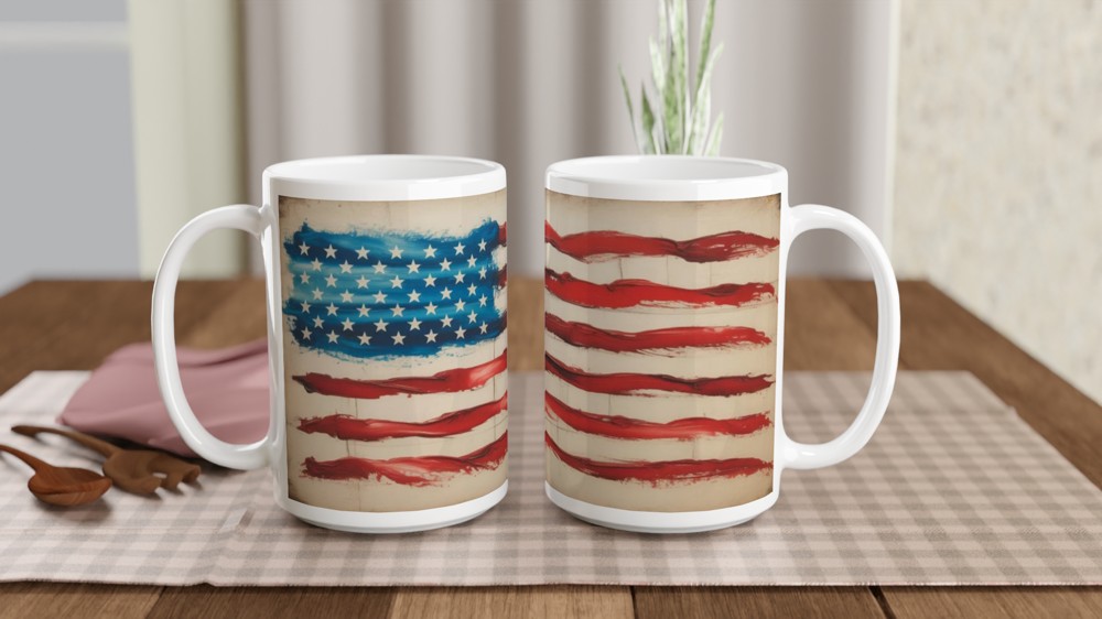 Rustic Painted American Flag Mug — view 2