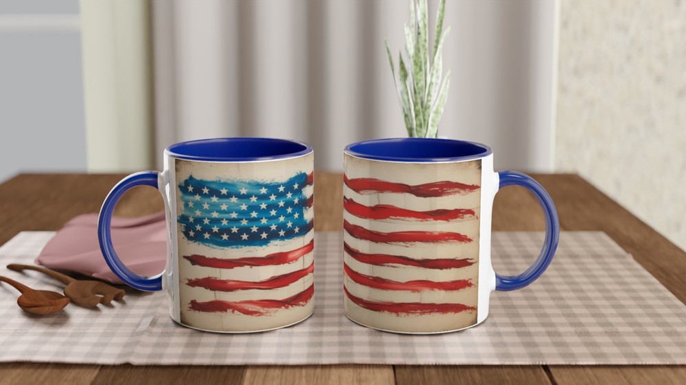 Rustic Painted American Flag Mug — view 4