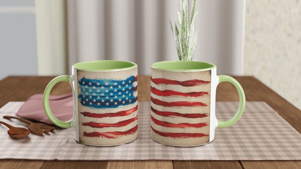 Rustic Painted American Flag Mug — view 5